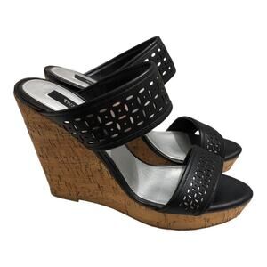 White House Black Market Black Wedge Sandals